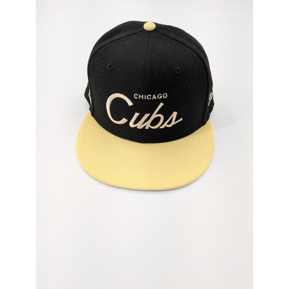 Chicago Cubs New Era Script 9FIFTY Snapback‎ MLB Hat Black Yellow